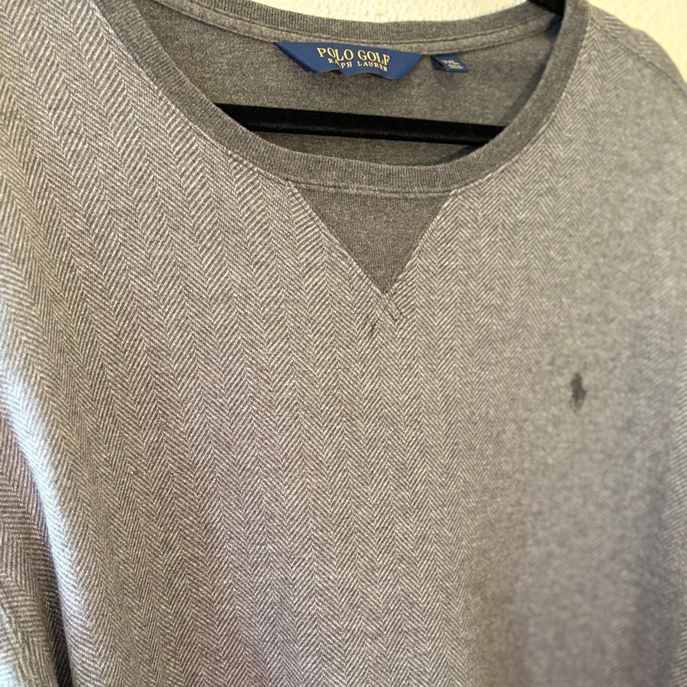 Polo Ralph Lauren Gray Printed V-Neck Sweater Men’s Size XXL Preppy - Picture 4 of 6